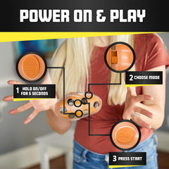 Lightning Reaction Shocktato toss motion shows fast-paced reactions and big laughs.