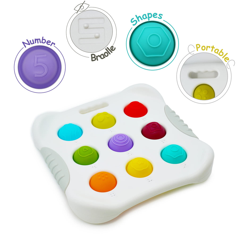 LiKee fidget popper pushed-dimple highlights cause-and-effect exploration during play