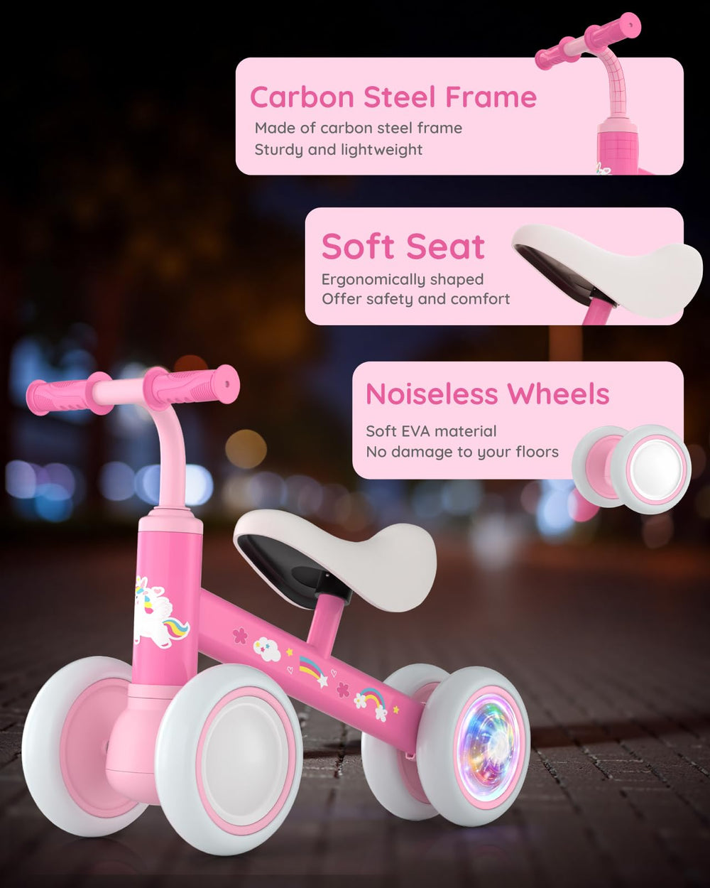 Lilian&Gema carbon steel frame ensures durable support during rides