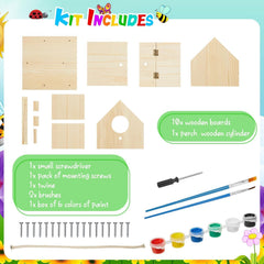 Liliful birdhouse kit includes screws and wood pieces for sturdy builds