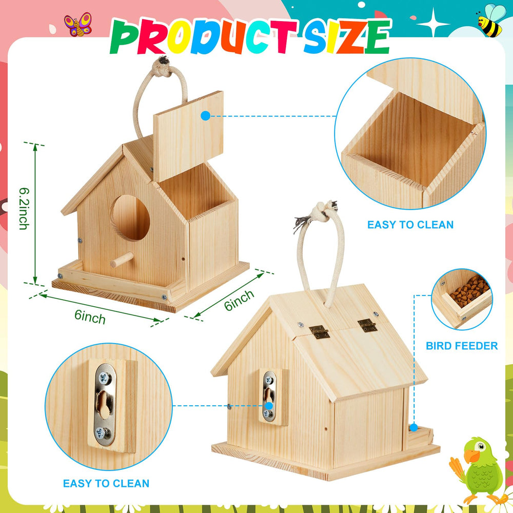 Liliful wooden birdhouse kit with paints and brushes for creative decorating
