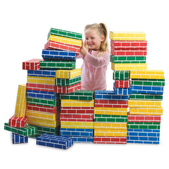 Lillian Vernon primary building bricks set 24-pack, side view, sparks imaginative construction