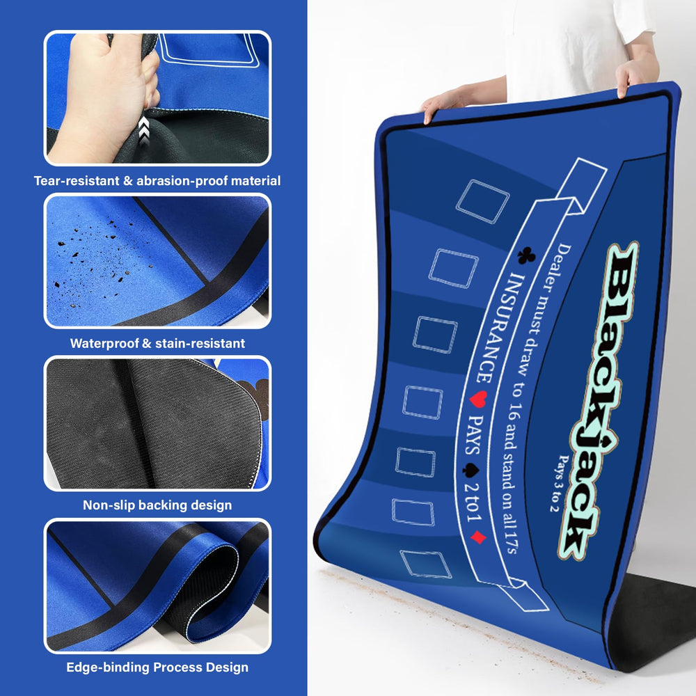 LILXIU poker mat waterproof surface resists spills for quick cleanup.