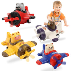 Lilycass airplane toy car press top, friction-powered action for active, safe play