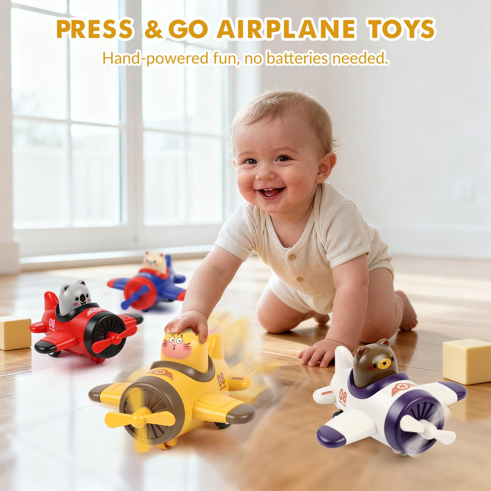 Lilycass airplane toy car rolling action on floors promotes coordination and balance