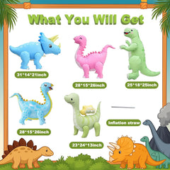 LilyZheng 3D dinosaur balloons with detachable legs for easy setup.