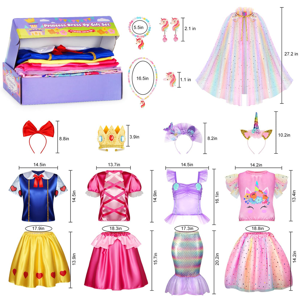 LIMIROLER 18pcs princess dress skirt for colorful, comfortable dress up adventures