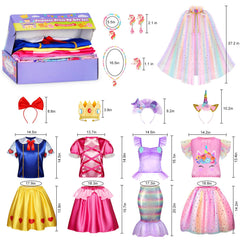 LIMIROLER 18pcs princess dress skirt for colorful, comfortable dress up adventures