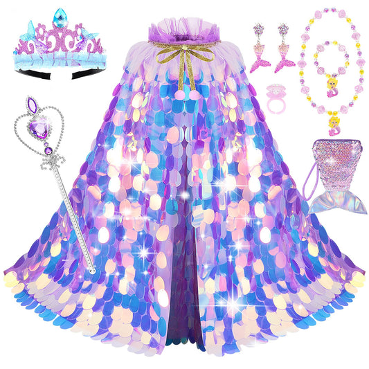 Limiroler glitter mermaid cape enhances magical dress-up play