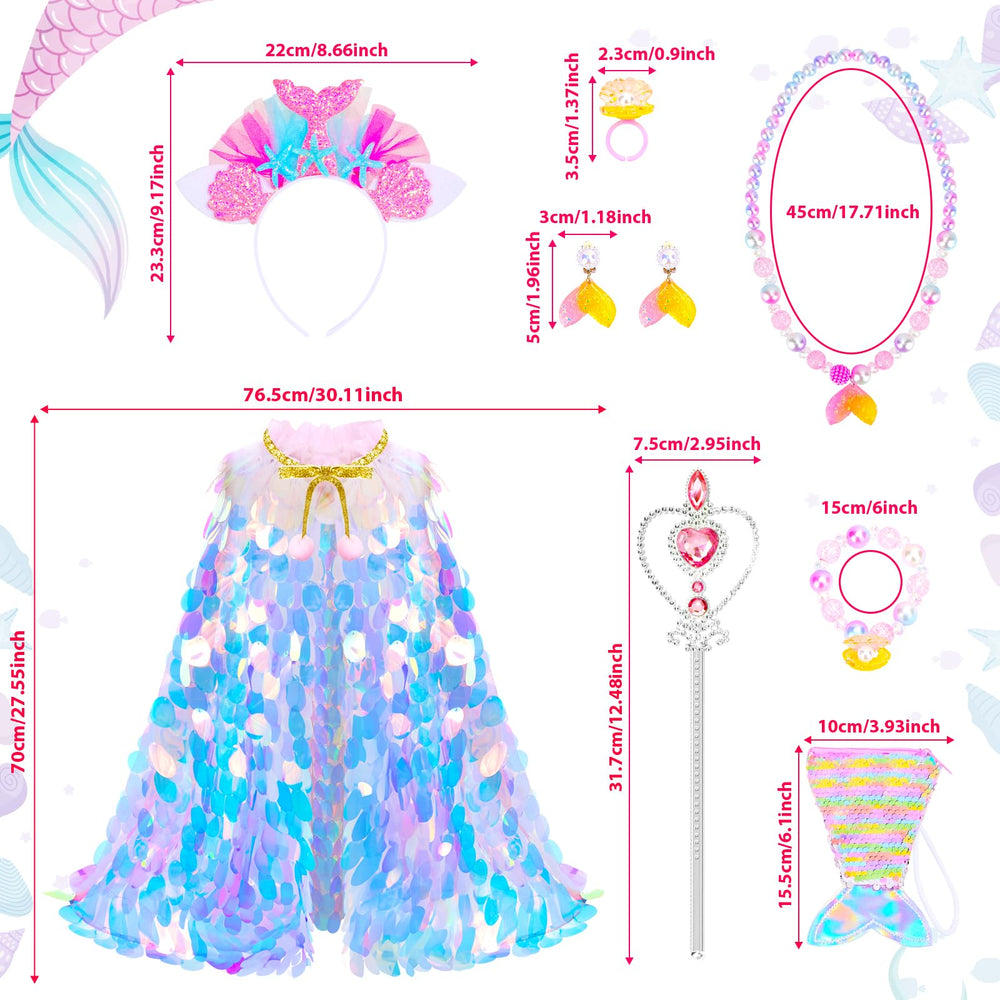 LIMIROLER Mermaid sequin cape glows with color-changing light.