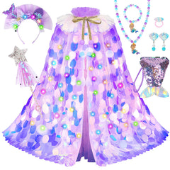 LIMIROLER princess dress-up mermaid cape kit sparks imaginative play with rainbow shimmer.