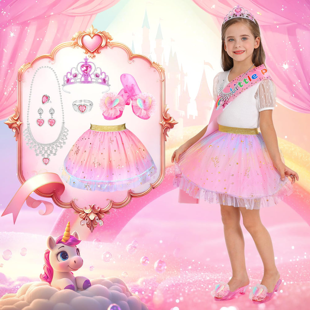 LIMIROLER princess jewelry set with earrings, bracelet, ring, and necklace for sparkly outfits.