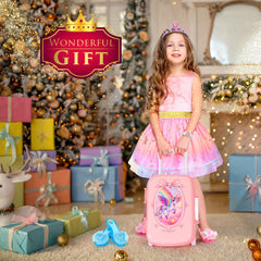 LIMIROLER princess luggage storage box with wheels for tidy, portable play.