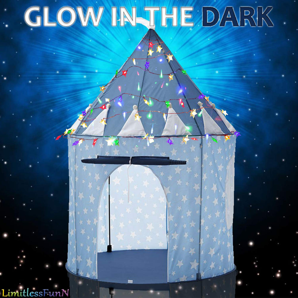 Easy pop-up assembly of the LimitlessFunN castle tent for quick setups
