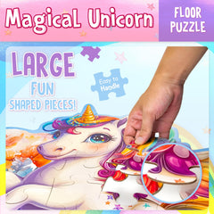 LINAYE Unicorn Puzzle shows a 27.5-inch square finished scene for family play.