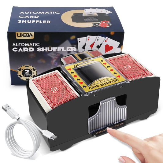 Lineba Card Shuffler 2 Deck with USB-C port shuffles UNO and poker smoothly.