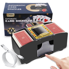 Lineba Card Shuffler 2 Deck with USB-C port shuffles UNO and poker smoothly.