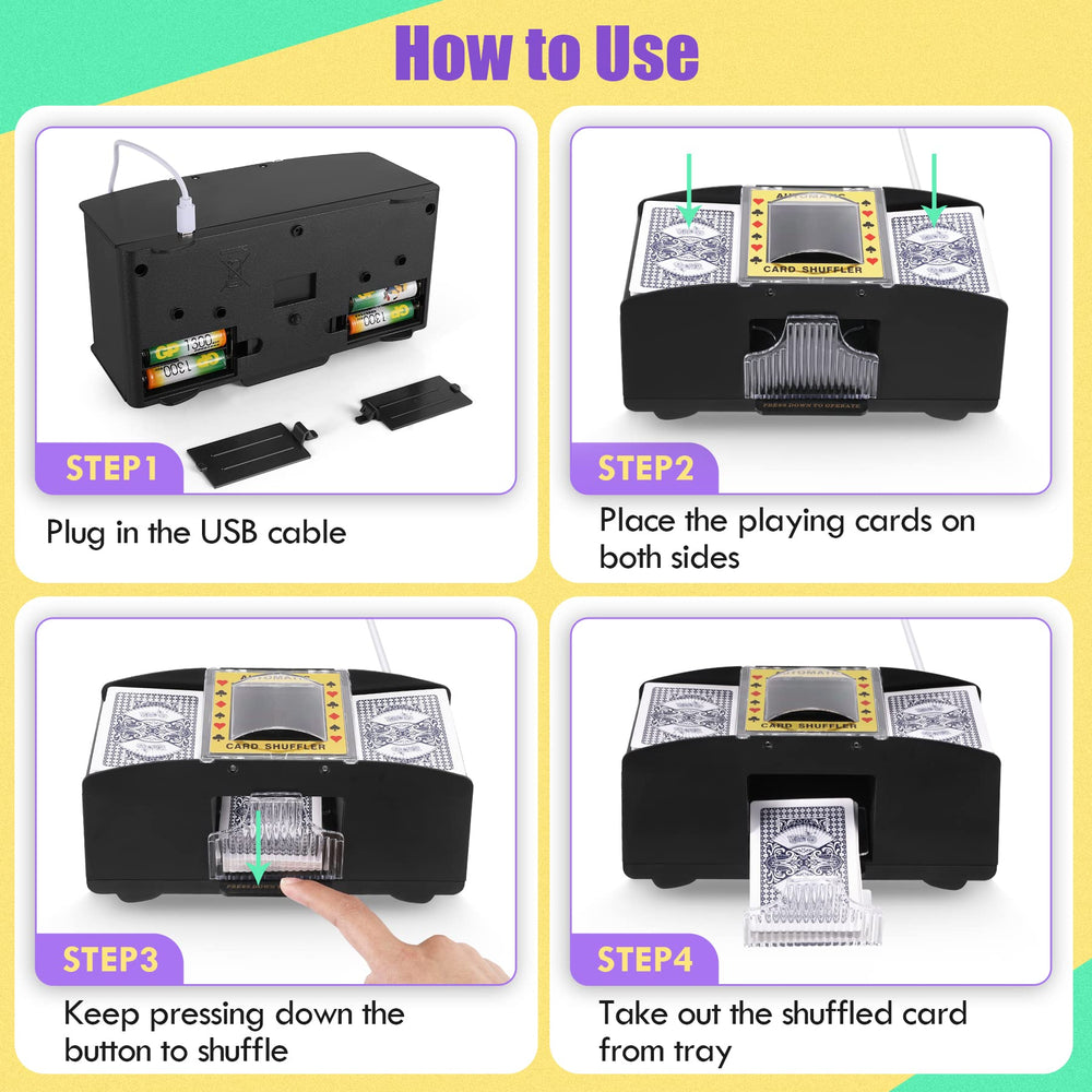 Lineba Card Shuffler supports standard cards for diverse games.