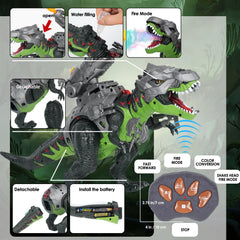 LINEQIC 7 Color Sprays Dinosaur RC with flame and frost LED effects for dramatic scenes
