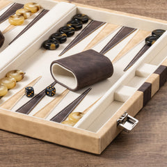 Lingle backgammon with two dice cups for organized gameplay