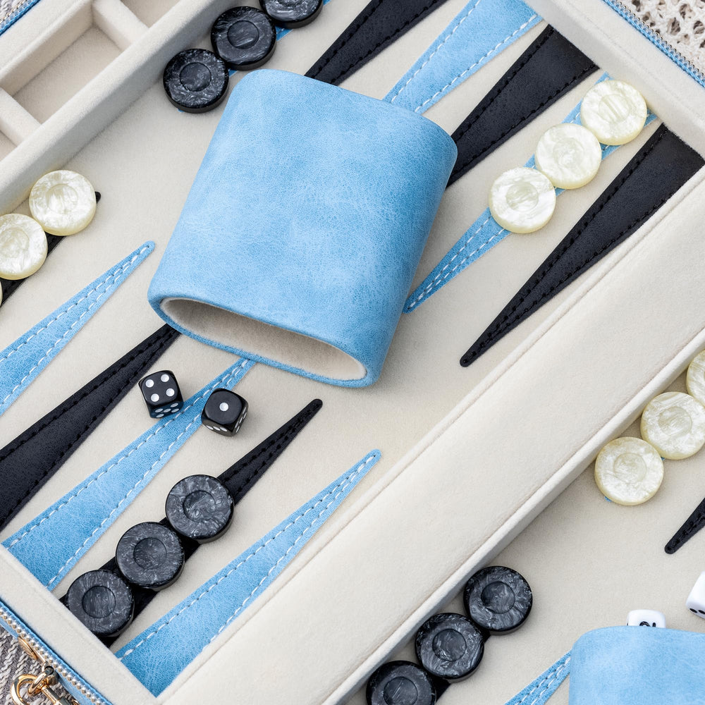 Lingle Backgammon dice cups provide stable rolling during travel games.