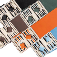 Lingle Backgammon metal zipper secures the set during travel.