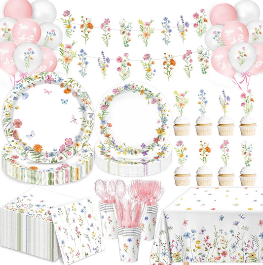 LINHAXM spring wildflower plates add vibrant color to celebrations.