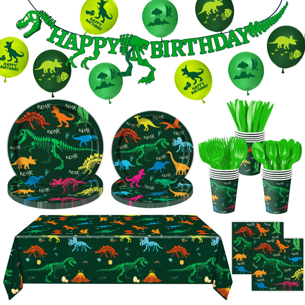 LINHAXM dinosaur birthday decorations kit banner for festive backdrop