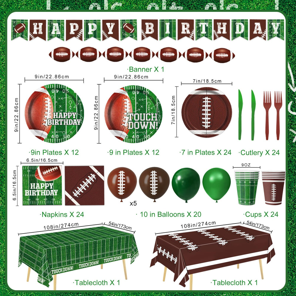 LINHAXM football birthday plates with green field design for authentic visuals