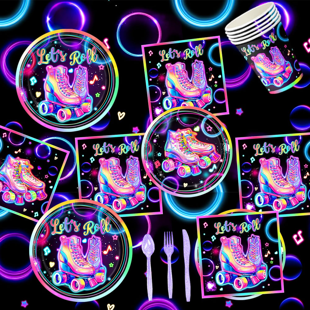 LINHAXM roller skating tablecloth and banner set for cohesive decor