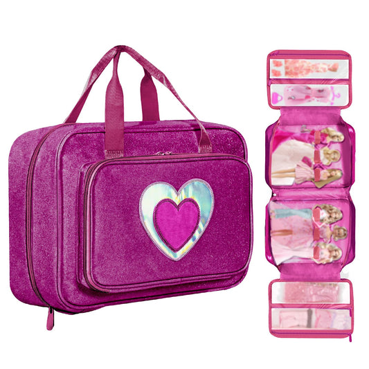 LININYHAO Barbie carrying case with handle for 12-inch dolls, organized play storage