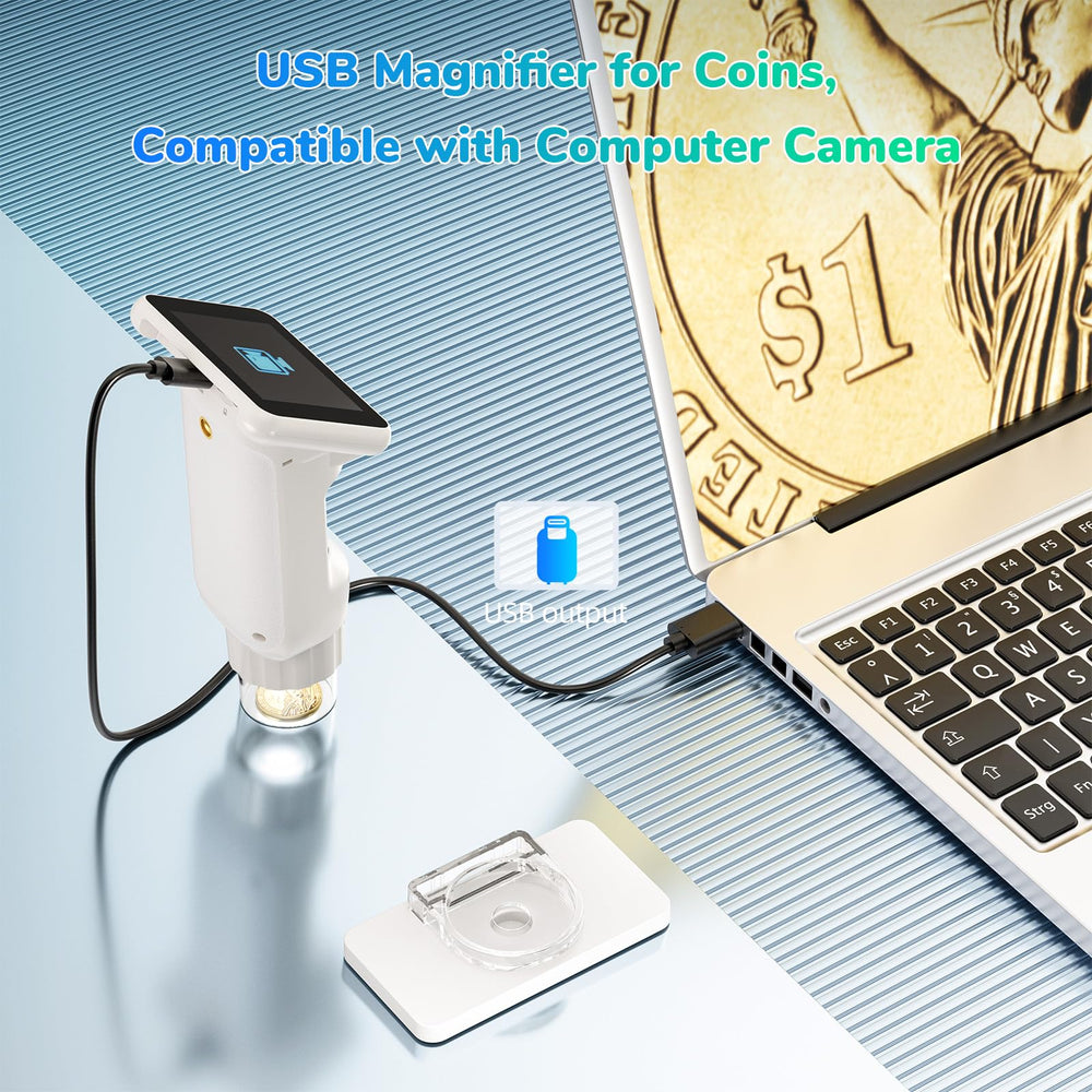 LM013 USB coin magnifier connects to PC for easy sharing