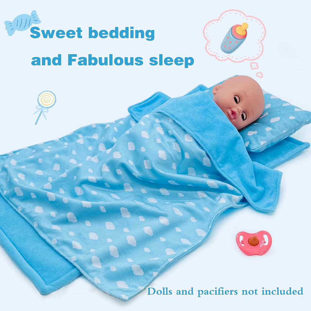 Linkyloop doll playset blue sky, realistic bedding to spark storytelling.
