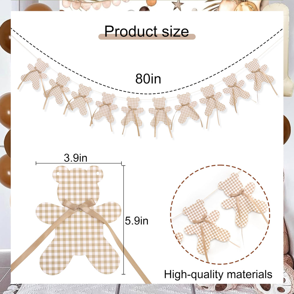 LINLULU neutral boho bear garland suits rustic nursery and woodland themes.