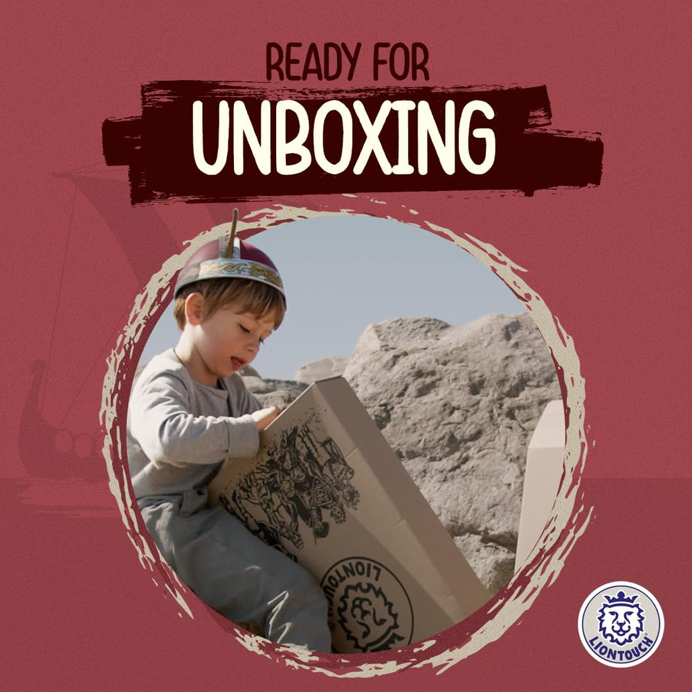 Liontouch Viking kid playing dress-up encourages active movement and creativity