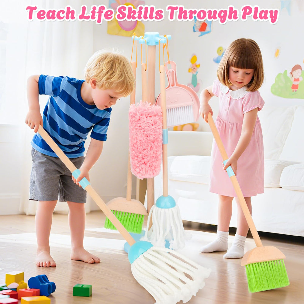 Lipneaed Kids Cleaning Set wooden dustpan highlighting sturdy beech wood