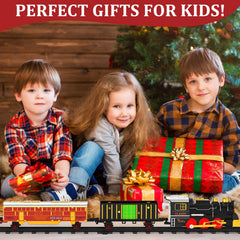 Lipneaed Christmas-themed train scene under the tree sparks festive storytelling.