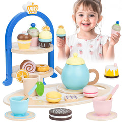 Lipneaed wooden tea set teapot boosts pretend play and fine motor skills.