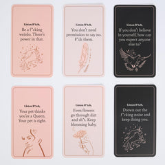 Listen B*tch cards have a premium matte finish and rounded edges for a smooth feel.
