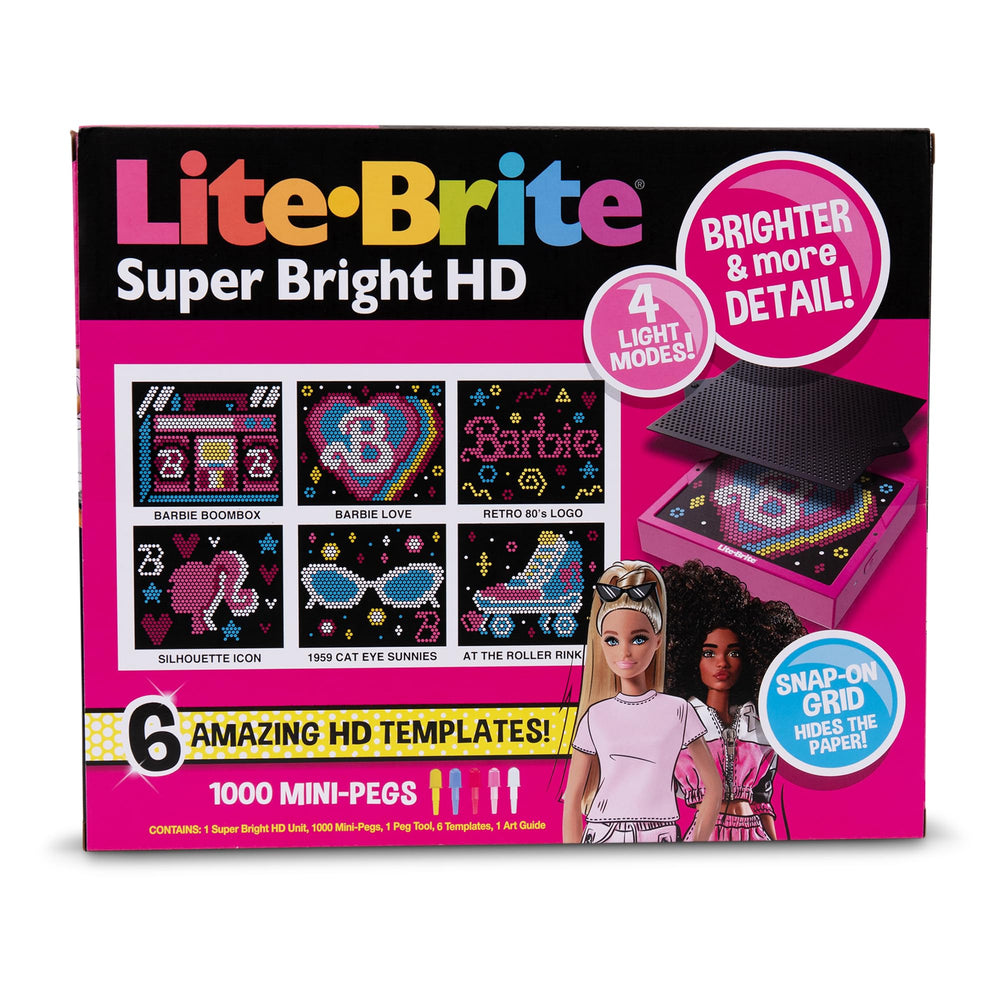 Lite Brite Barbie Edition connects via USB for steady illumination.