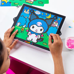 Lite-Brite ColorPOP Hello Kitty pull out easel makes finished glow art easy to display.