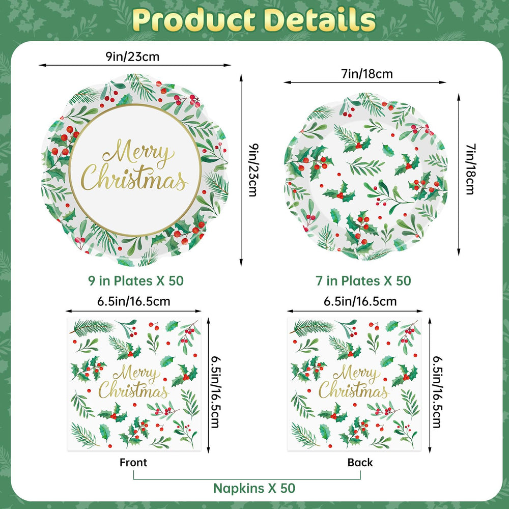 Litmitfu 7-inch Christmas plates ideal for desserts and snacks.