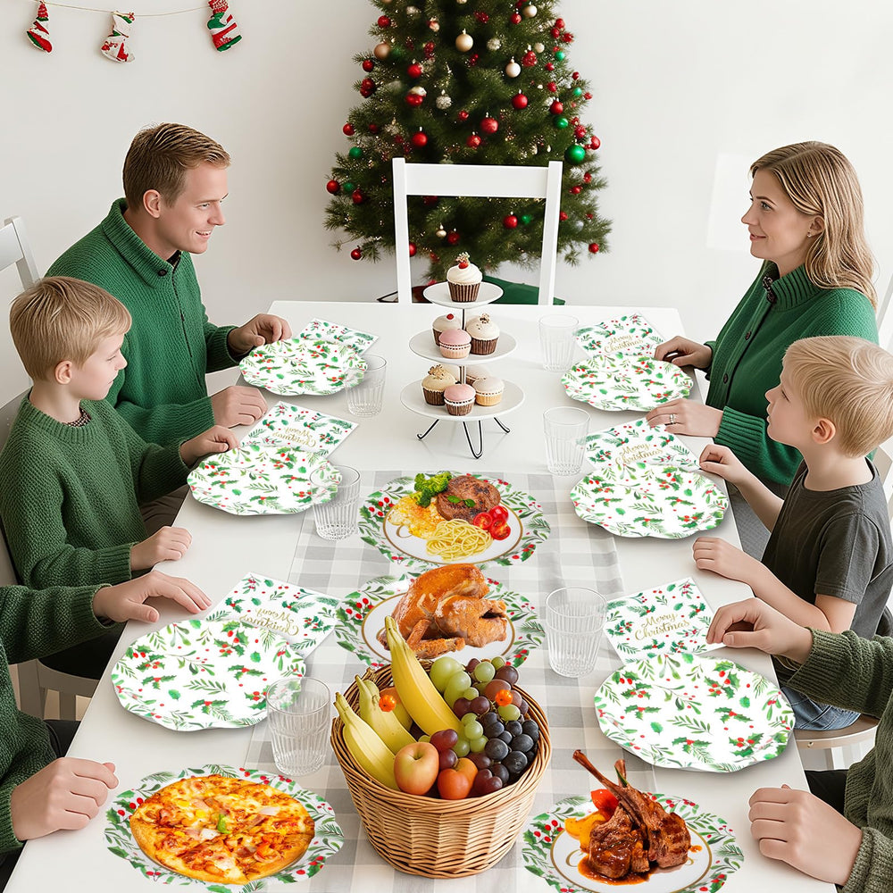 Litmitfu disposable Christmas tableware simplifies after-party cleanup.