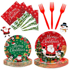 Litmitfu Merry Christmas dinnerware set with 9-inch and 7-inch plates for easy party serving.