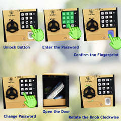 Litpggy piggy bank fingerprint panel enables biometric access for easy, secure savings.