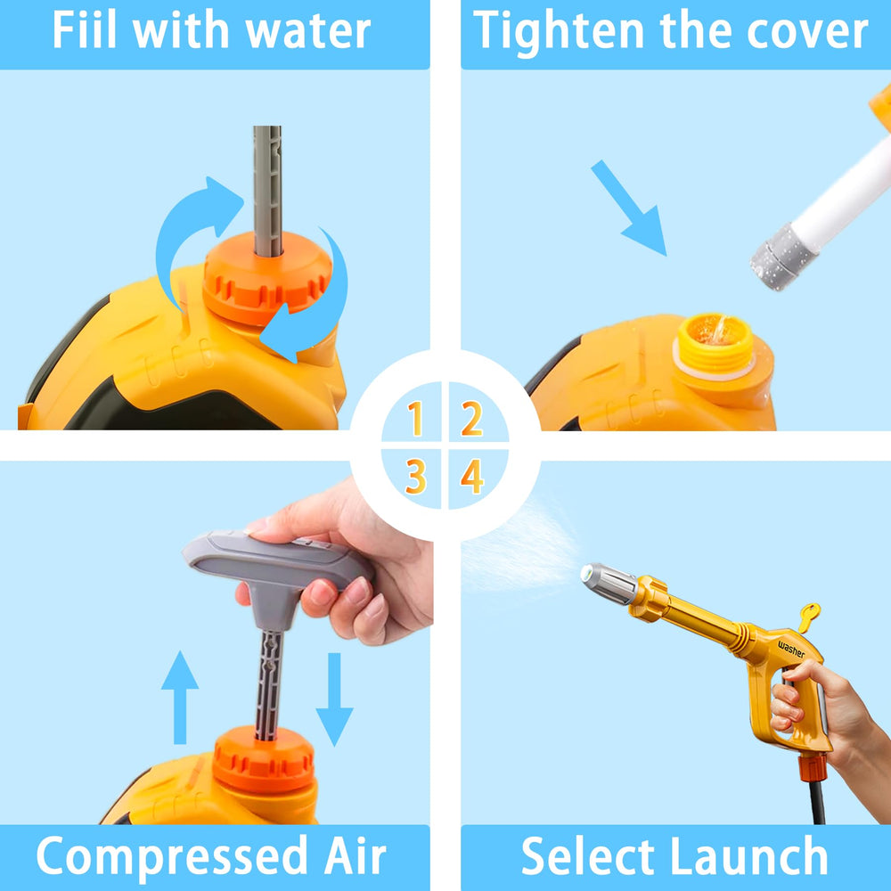 LITTCO foam-sponge and rubber-scraper set for cleaning pretend cars.