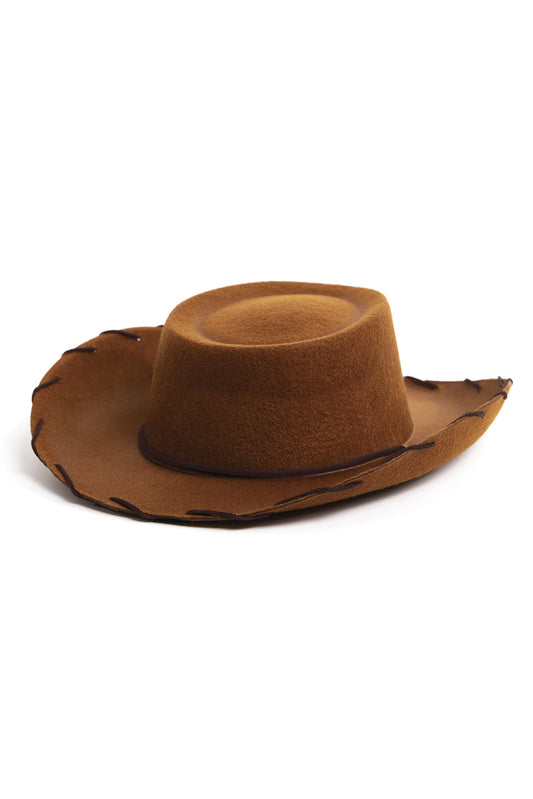 Little Adventures cowboy hat brown front view with durable felt and finished seams for comfort