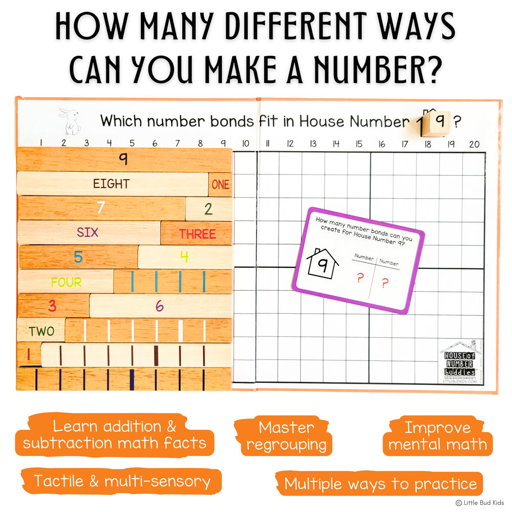 LITTLE BUD KIDS number rods set in hand for tactile number bonds exploration