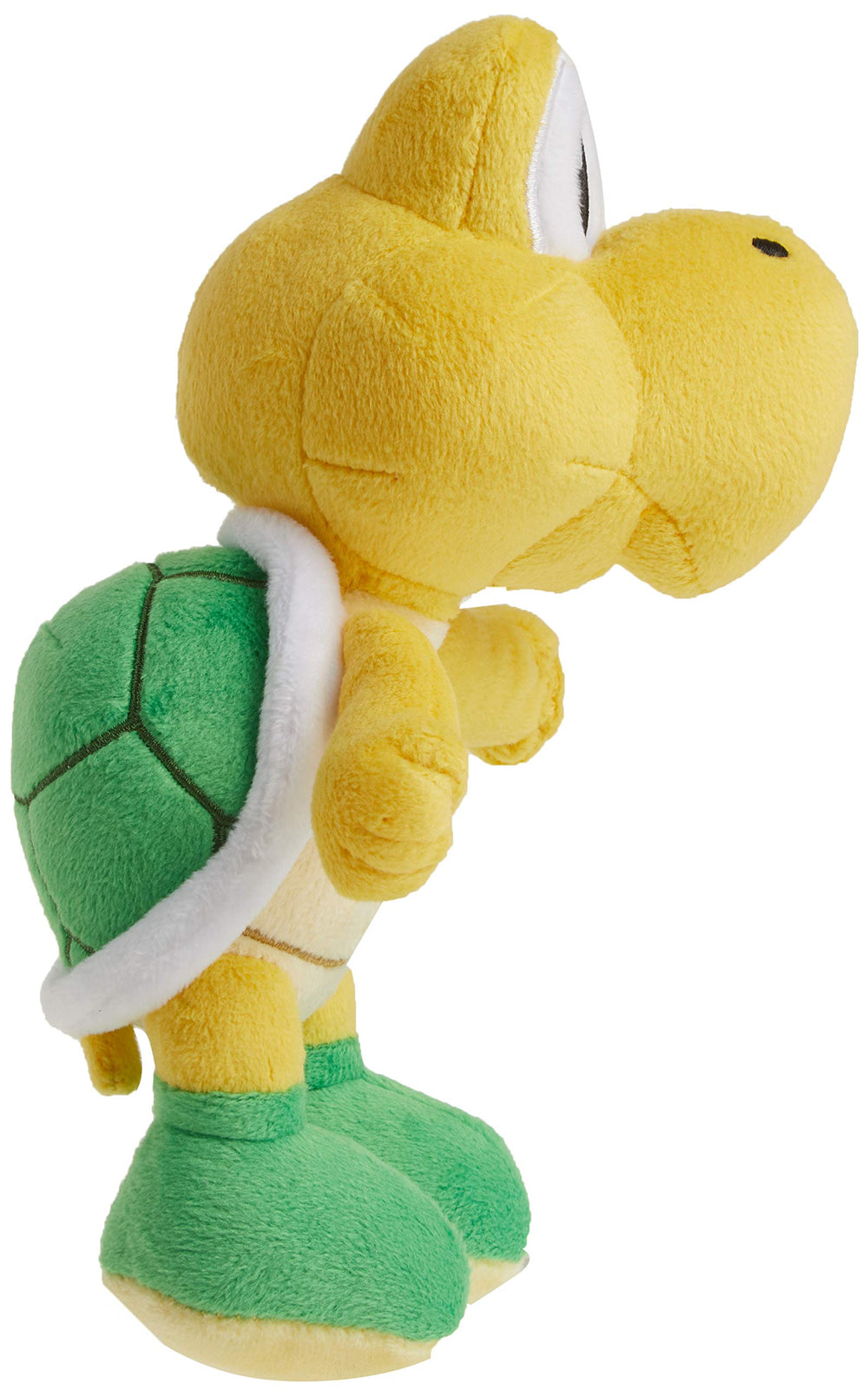 Little Buddy Koopa Troopa plush fabric texture close-up, soft materials for cozy hugs.