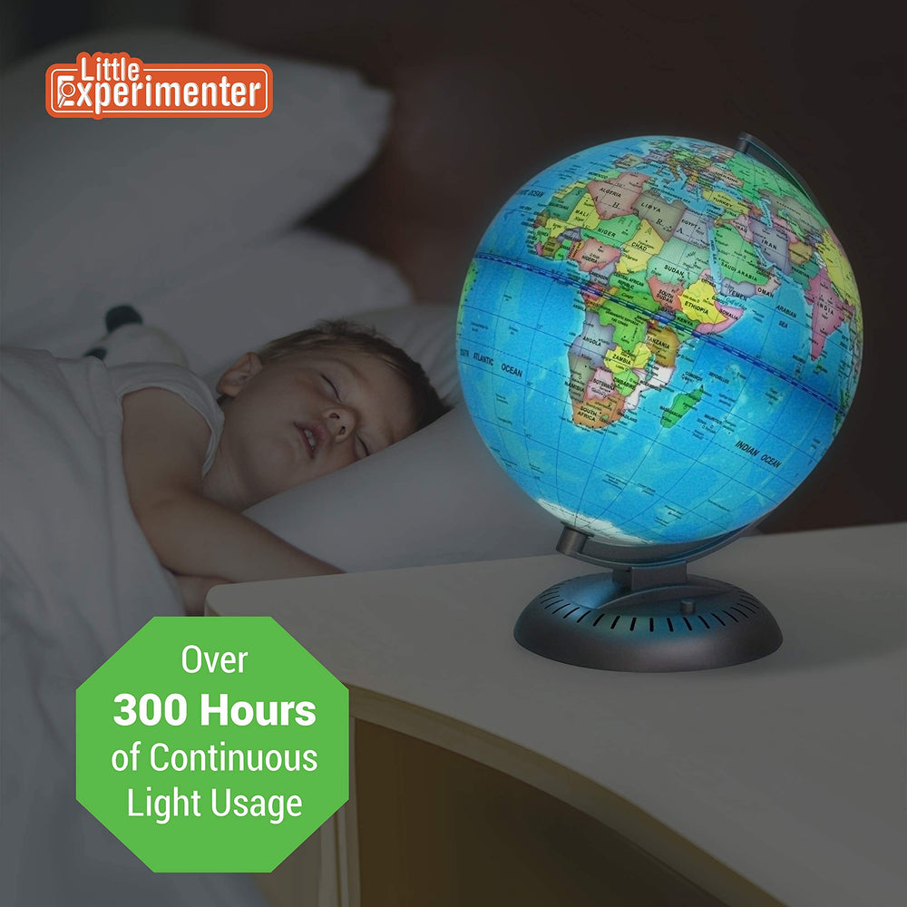 Little Experimenter durable non-tip base keeps the globe steady on desks or shelves.